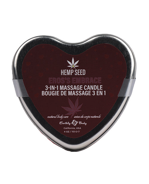 Earthly Body 2024 Valentines 3 In 1 Massage Heart Candle - 4 Oz