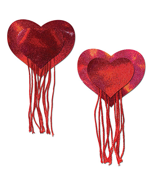 Pastease Tassel Holographic Heart - Red O/s