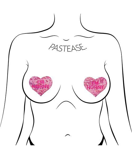 Pastease Premium I'm Horny Heart - Pink/red O/s