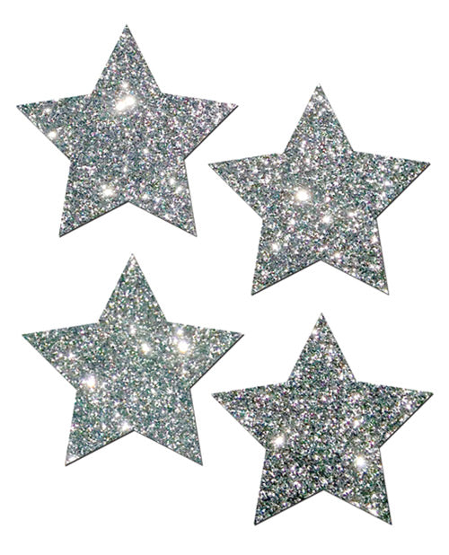 Pastease Premium Petites Glitter Star - Silver O/s Pack Of 2 Pair