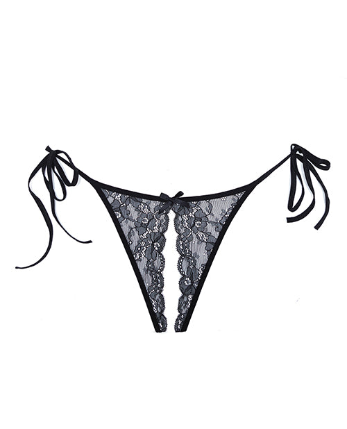 Adore Sugar Tie Side Open Lace Panty Black O/s