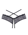 Adore Crayzee Open Panty W/criss Cross Waist Straps & Lace Black O/s