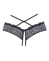 Adore Crayzee Open Panty W/criss Cross Waist Straps & Lace Black O/s