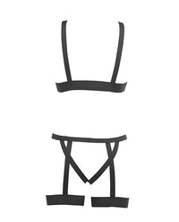 Kitten Teaser Strappy Open Cup Bra & Open Panty W/leg Straps O/s