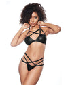 Kitten Sugar & Blush Criss Cross Bralette & Thong Black O/s