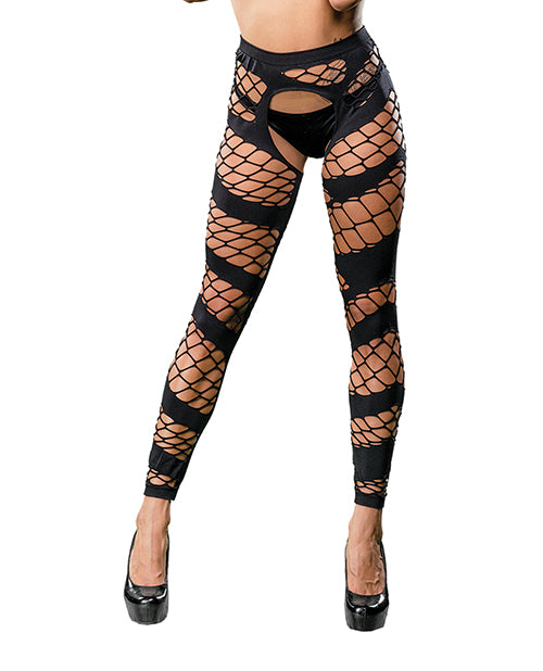 Beverly Hills Naughty Girl Crotchless Mesh & Fishnet Leggings O/s