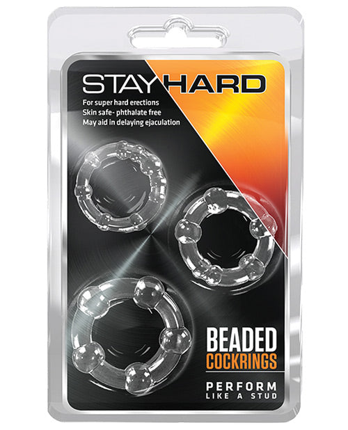 Blush Stay Hard Beaded Cock Rings 3 Pack