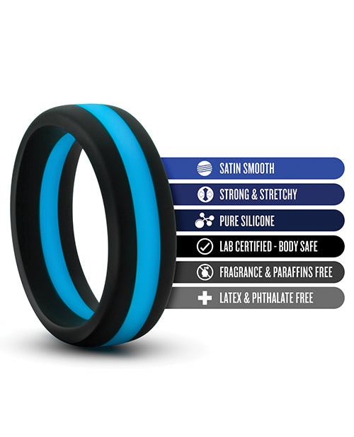 Blush Performance Silicone Go Pro Cock Ring - Black/blue