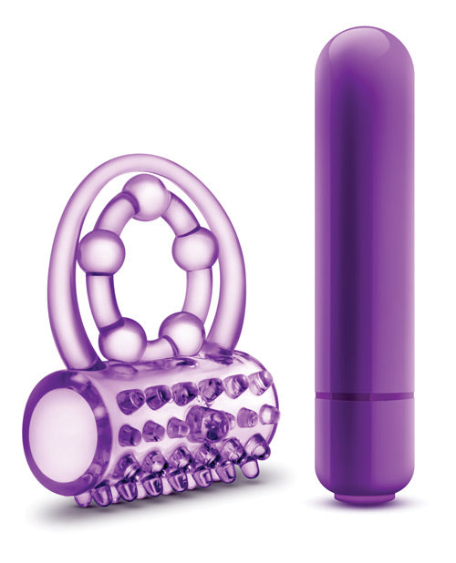 Blush Play With Me The Player Vibrating Double Strap Cockring - Purple