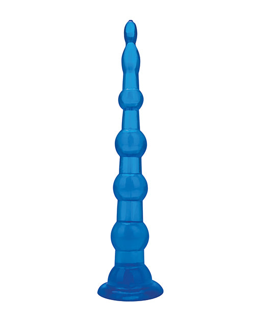 Blue Line C & B 8.5" Anal Beads W/suction Base - Jelly Blue