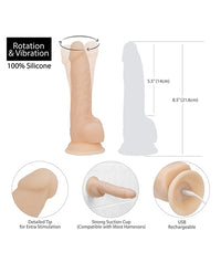 Naked Addiction 8" Rotating & Vibrating Dong - Flesh