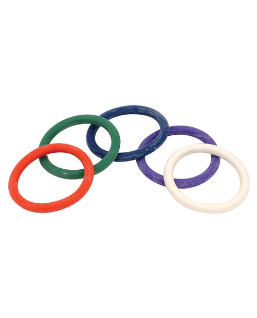 Spartacus 1.5" Rubber Cock Ring Set - Rainbow Pack Of 5