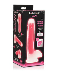 Curve Toys Lollicock 7" Glow In The Dark Silicone Dildo W/balls