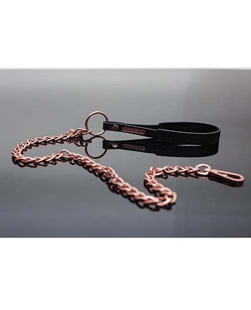 Pleasure Collection Leash - Black/rose Gold