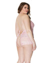 Crystal Pink Halter Crotchless Teddy Pink/silver Os/xl