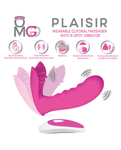 Omg Plaisir Wearable Clitoral Massager W/g-spot Vibrator - Pink