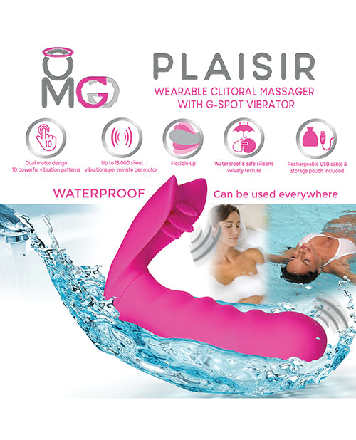 Omg Plaisir Wearable Clitoral Massager W/g-spot Vibrator - Pink