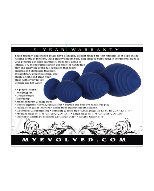 Evolved Get Your Groove On 3 Pc Silicone Anal Plug Set - Blue