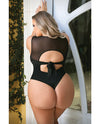 Curve Raven High Neck Bodysuit W/snap Crotch Black