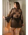 Curve Carrie Lace & Mesh Robe & Panty Black