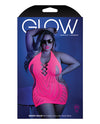 Glow Black Light Net Halter Dress Neon Pink Qn