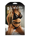 Vixen Lace Bralette W/wrap Ties & Panty Black