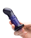 Glas 4" Rechargeable Vibrating Dotted G Spot/p Spot Plug - Blue