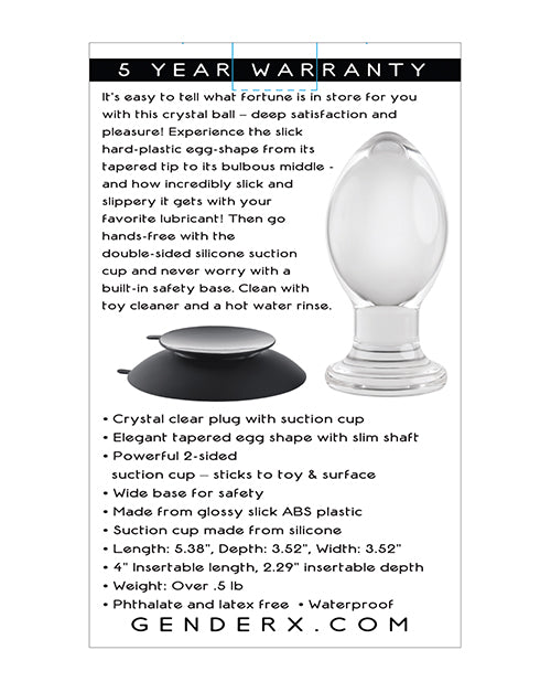 Gender X Crystal Ball Plug W/suction Cup - Clear