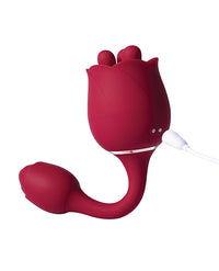 Roseann Double Ended Rose Toy Vibrator - Red