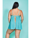 Riley Eyelash Lace Soft Cup Babydoll & Panty Teal