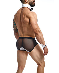 Male Basics Mob Maitre D Brief, Bow & French Cuffs Black/white