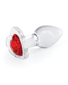 Crystal Desires Glass Heart Gem Butt Plug - Red