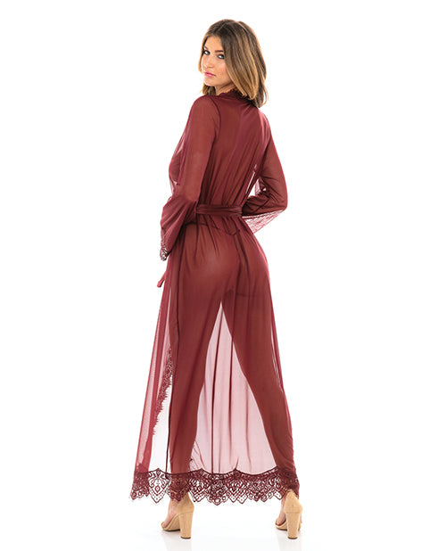 Provence Eyelash Lace Floor Length Robe Zinfandel