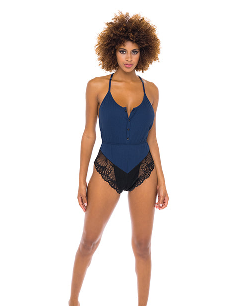 Claribel Ribbed Jersey Romper Estate Blue/black