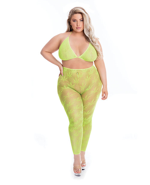 Pink Lipstick All About Leaf Bra & Leggings Qn