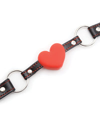 Plesur Heart Ball Gag W/red Hearts - Black