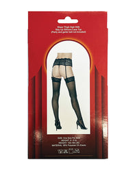 Silicone Lace Top Thigh High Black O/s