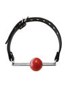 Rouge Leather Ball Gag With Stainless Steel Rod And Removable Ball - Black With Red