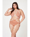 Mesh Cut Out Halter Teddy Qn