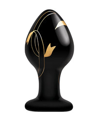 Secret Kisses Handblown Glass Plug - Black/gold