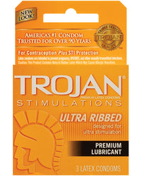 Trojan Ultra Ribbed Condoms - Box Of 3