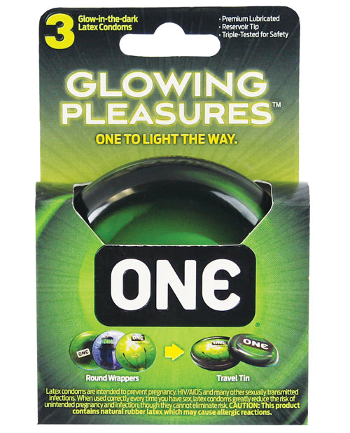 One Glowing Pleasures Condoms - Box Of 3