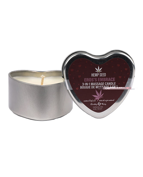 Earthly Body 2024 Valentines 3 In 1 Massage Heart Candle - 4 Oz