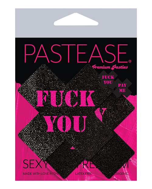 Pastease Premium Fuck You Pay Me Cross - Black/pink O/s