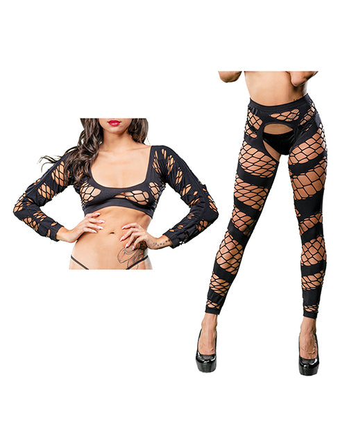 Beverly Hills Naughty Girl Crotchless Mesh & Fishnet Leggings O/s