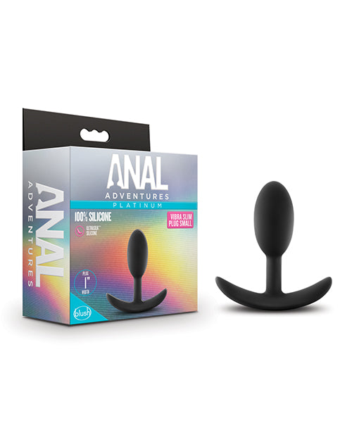 Blush Anal Adventures Platinum Silicone Vibra Slim Plug - Black