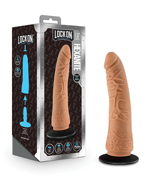 Blush Lock On 7.5" Hexanite Dildo W/suction Cup Adapter - Mocha