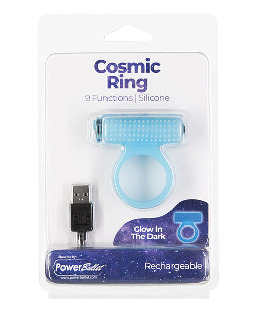 Cosmic Cock Ring W/rechargeable Bullet - 9 Functions Glow In The Dark