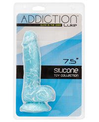 Addiction Luke Glow In The Dark 7.5" Dildo - Blue