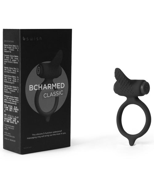 Bcharmed Classic Vibrating Cock Ring - Black